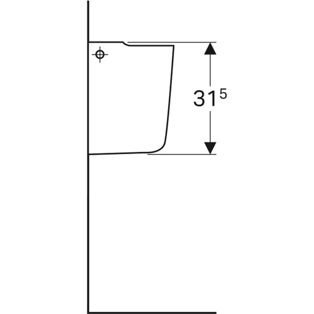Sichtseite einer Halbsäule, leicht konturiert, die für Sanitärinstallationen gedacht ist, in Verbindung mit Geberit-Systemen.