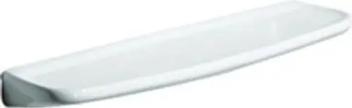 Weiße Wandablage von Geberit mit schmalem, flachem Design. Geeignet für die Befestigung an Wänden in Badezimmern oder anderen Räumen.