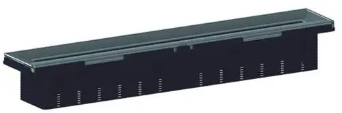 Dallmer Duschrinne mit schmaler, rechteckiger Form und rutschfester Oberfläche, für die elegante Integration in Nassbereiche geeignet.