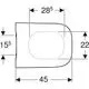 Weißer WC-Sitz mit ovaler Form und WrapOver-Design, ausgestattet mit chromfarbenen Scharnieren. Hersteller: Geberit. Maße sind nicht abgebildet.