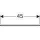 Glasablage von Geberit, horizontal dargestellt mit einer Länge von 45 cm. Die Ablage hat eine schlichte Form ohne weitere sichtbare Details.