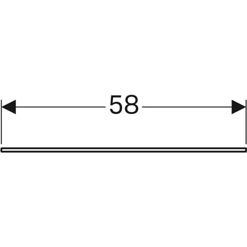 Glasablage von Geberit, dargestellt in einer einfachen, horizontalen Form mit einer Länge von 58 cm und ohne weitere dekorative Elemente.
