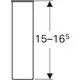 Vertikales, verchromtes Standgerät von Geberit mit einer Höhe, die zwischen 15 und 16 Einheiten variiert. Einfaches, minimalistisches Design ohne weitere Details.