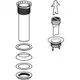 GE Set mit verschiedenen Komponenten für eine Ablaufgarnitur, einschließlich Röhren, Dichtungen und Verbindungselementen, geeignet für wasserlose Urinale von Geberit.