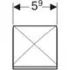 Anthrazitfarbenes Steckdosenelement von Geberit mit quadratischer Form und diagonalen Linien, abgebildet von oben.