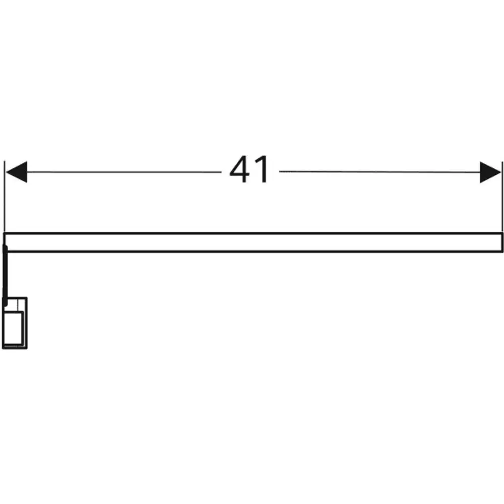 Lichtleiste von Geberit, dargestellt in Seitenansicht, mit einem Anschluss auf der linken Seite und einer durchgehenden Länge, charakterisiert durch eine gerade Form.