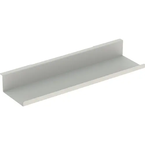 Sandgraue Wandablage von Geberit mit einer glatten Oberfläche, rechteckiger Form und aufgestellten Seitenkanten. Ideal für die Wandmontage in verschiedenen Räumen.