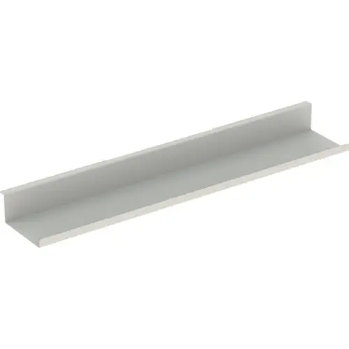 Geberit-Wandablage in sandgrau mit flacher, schmaler Form und erhöhten Seitenkanten zur sicheren Ablage von Gegenständen, an einer weißen Wand montiert.