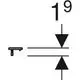Geberit-Diagramm mit Symbolen für ein elektrisches Bauteil. Ein Pfeil zeigt auf die Darstellung einer Diode. Zwei Linien verlaufen parallel.