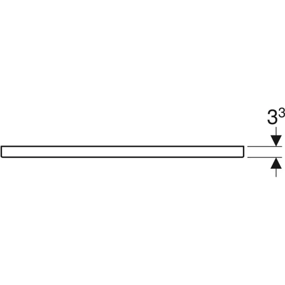 Geberit Produkt, rechteckige Form mit einer Breite von 75 cm. Oberfläche scheint verchromt. Maße sind nicht deutlich erkennbar.
