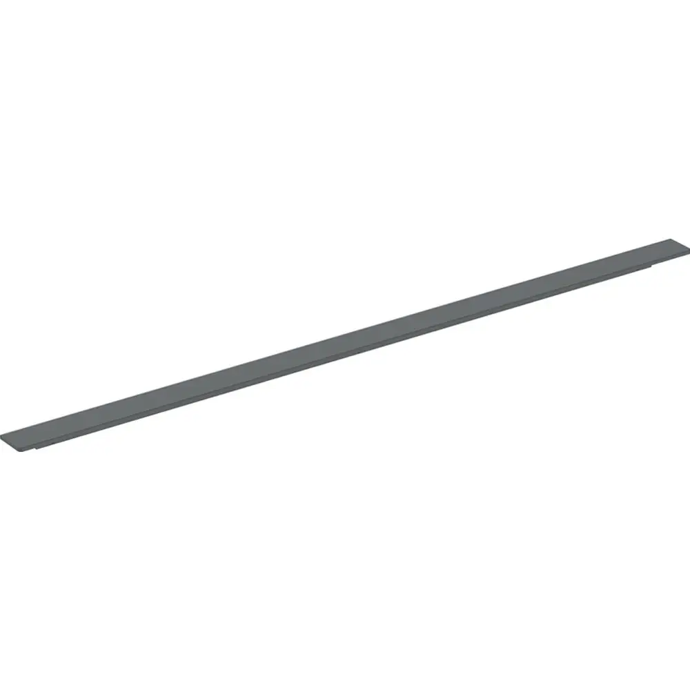Graue, schmale Blende von Geberit, die als dekoratives Element oder Abdeckung verwendet werden kann, in einfacher, gerader Form.