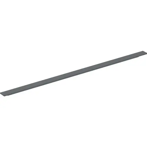 Graue, schmale Blende von Geberit, die als dekoratives Element oder Abdeckung verwendet werden kann, in einfacher, gerader Form.