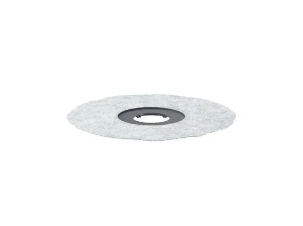Dichtmanschette von Dallmer, rund mit zentralem Loch. Die Oberfläche ist flach und aus einem grauen, flexiblen Material gefertigt.