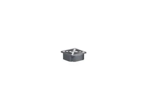 Dallmer Produkt aus Metall mit quadratischer Abdeckung und Rillenstruktur, auf einem neutralen Hintergrund platziert. مناسب für Abflussanwendungen.