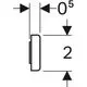 Geberit Magnethalter in seitlicher Ansicht mit integrierter Halterung. Abbildung zeigt Maße von 2 cm Höhe und 0,5 cm Dicke. 
