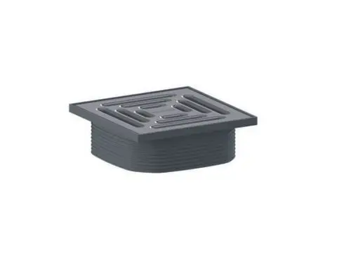 Dallmer Drainabdeckung aus Metall mit quadratischer Form und Rillenstruktur, geeignet für den Einsatz in Entwässerungssystemen.