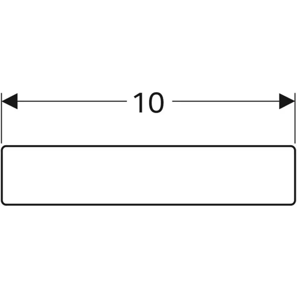 Geberit-Magnethalter, rechteckige Form ohne Beschriftung, auf weißem Hintergrund. Zeigt eine durchgehende, klare geometrische Linie.