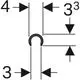 Geberit Beckenrandschoner, schematische Darstellung mit Pfeilen, die die Richtung des Wasserflusses zeigen. Zentriertes Element zur Verbindung von Abflussleitungen.