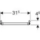 Geberit Klapprost für Ausgussbecken, dargestellt als schematische Zeichnung mit Abmessungen von 31,5 cm in der Breite und 4,6 cm in der Höhe.