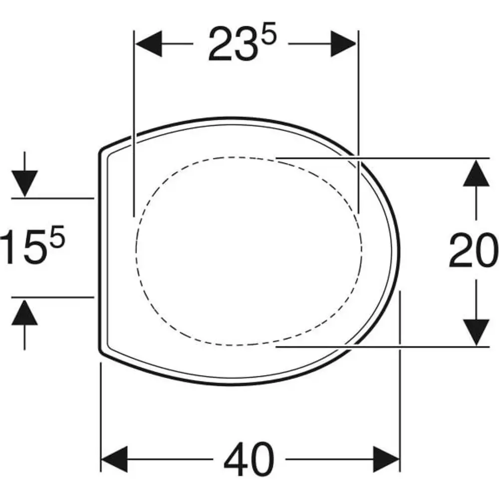 Weißer WC-Sitz mit ovaler Form, ausgestattet mit ES-Scharnieren. Zur Befestigung von oben und unten geeignet. Produkt von Geberit.