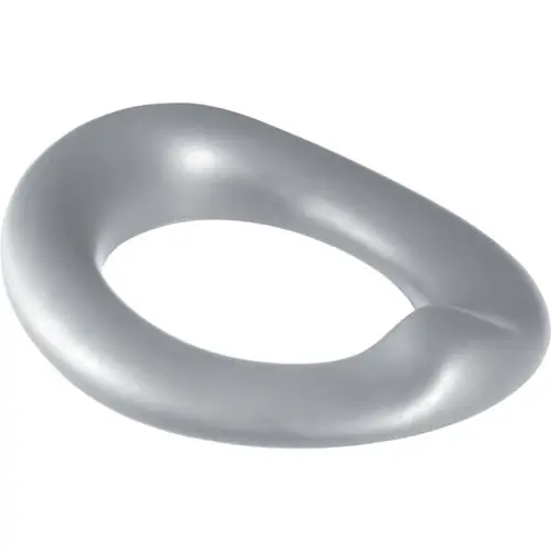 Grau gefärbter WC-Sitzring von Geberit, ohne Deckel, aufliegend und ohne Befestigungselemente, mit ovaler Form.