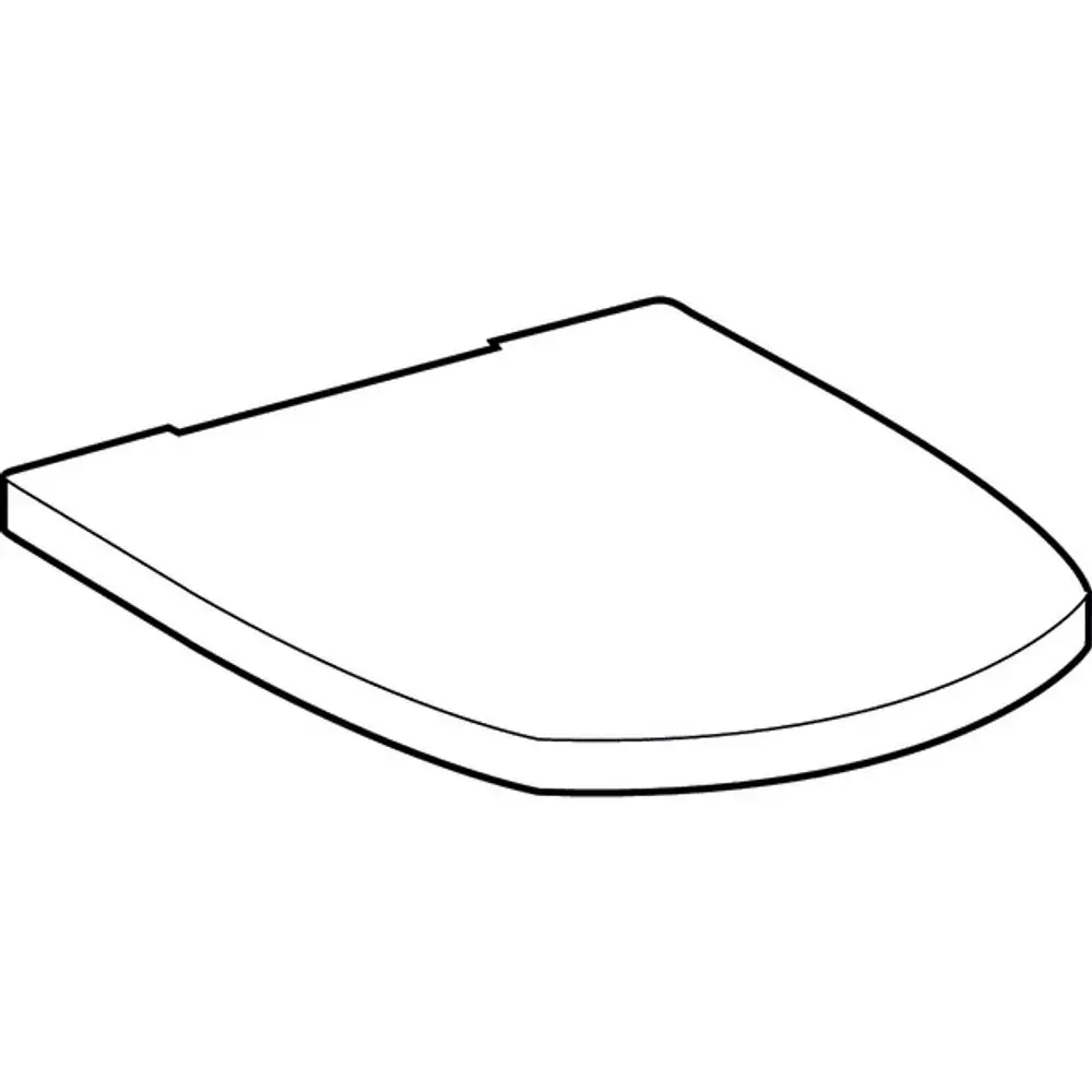 Weißer WC-Sitz von Geberit mit abgerundeter Form und glatter Oberfläche, geeignet für Standard-Toiletten. Scharniere aus Edelstahl.