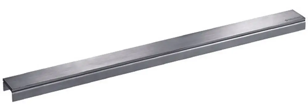 Edelstahl-Abdeckung von Dallmer mit flacher, gerader Form. Geeignet für verschiedene Anwendungen im Bereich der Wasserentwässerung.