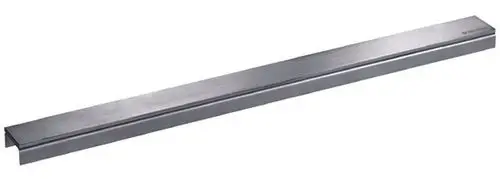 Edelstahl-Abdeckung von Dallmer mit flacher, gerader Form. Geeignet für verschiedene Anwendungen im Bereich der Wasserentwässerung.