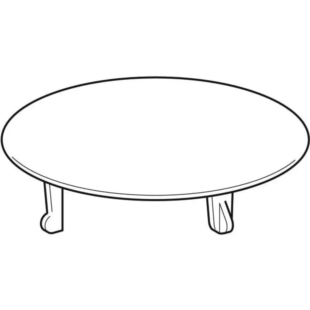 Runder Tisch mit drei stabilen Beinen, hergestellt von Geberit. Der Tisch hat eine glatte, flache Oberfläche und eignet sich für verschiedene Anwendungen.