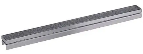 Dallmer Abdeckung aus Metall mit strukturierter Oberfläche, längliche Form, geeignet zur Verwendung in modernen Entwässerungssystemen.