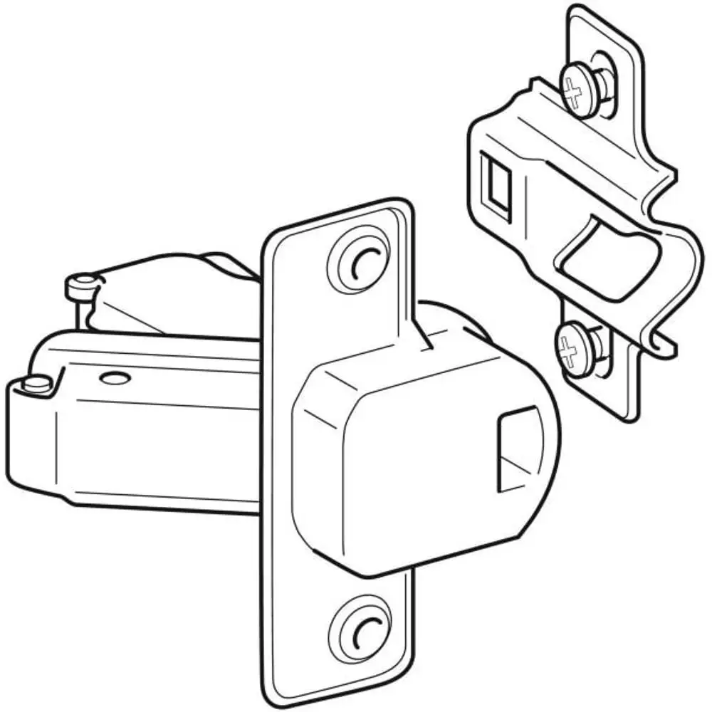Geberit Scharnier mit Befestigungsplatte, geeignet für Möbelmontage. Sichtbares Teil zur Verbindung von Tür und Rahmen in funktionalem Design.