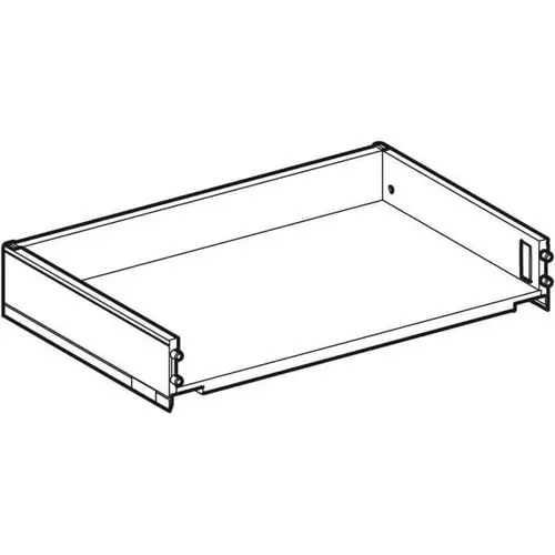 Geberit Schublade in technisch präzisem Design, geeignet für Einbaumöbel im Badbereich. Offene Seitenstruktur zum Montieren in Schränken.