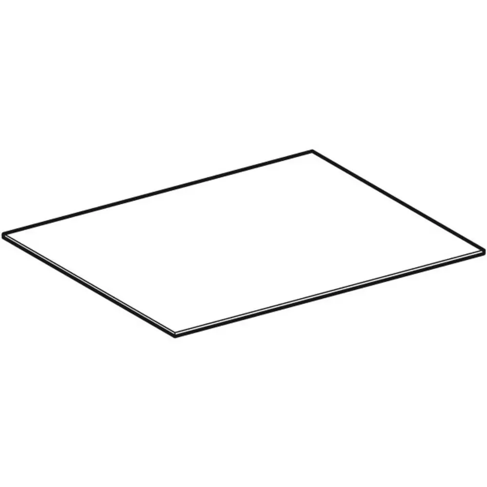 Einlegeboden aus Glas mit einem dünnen, schwarzen Rahmen. Geeignet für Einbau in Hochschränke von Geberit.