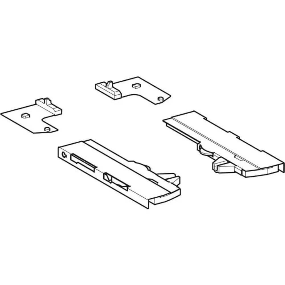 Geberit Teile für Druckschnapper, bestehend aus mehreren Komponenten in technischer Zeichnung. Darstellung zeigt die einzelnen Teile des Mechanismus.
