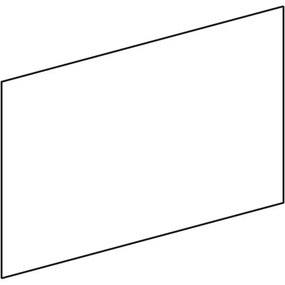 Weißer, rechteckiger Spiegel im minimalistischen Design, passend für Badezimmermöbel von Geberit, vor hellem Hintergrund.