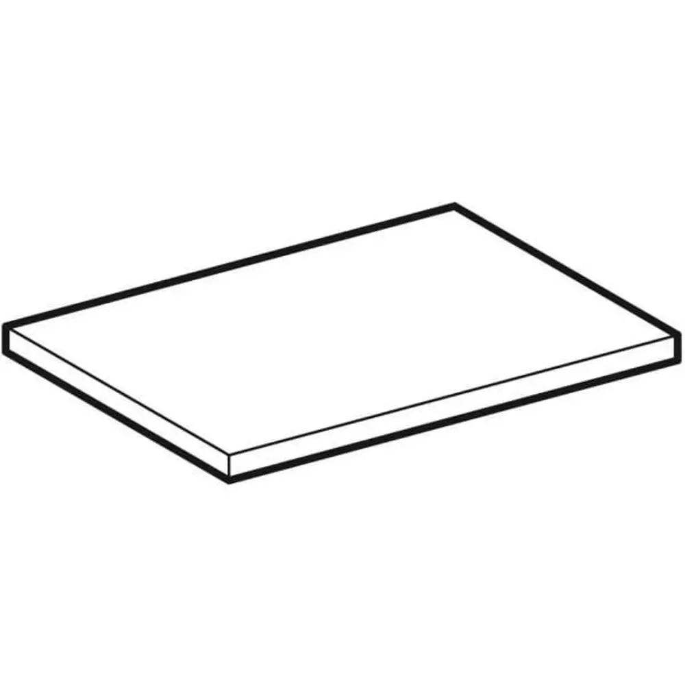 Weißer Einlegeboden in rechteckiger Form, flache Oberfläche, geeignet für die Verwendung in einem Geberit Seitenschrank.