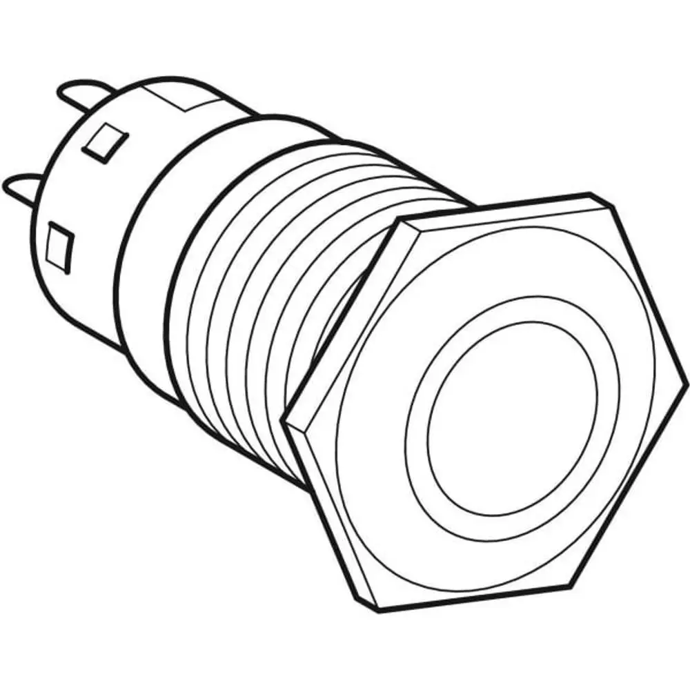 Lichtschalter mit runder, flacher Front und hexagonalem Gewinde, entworfen für Geberit Produkte zur Montage in Lichtspiegeln.