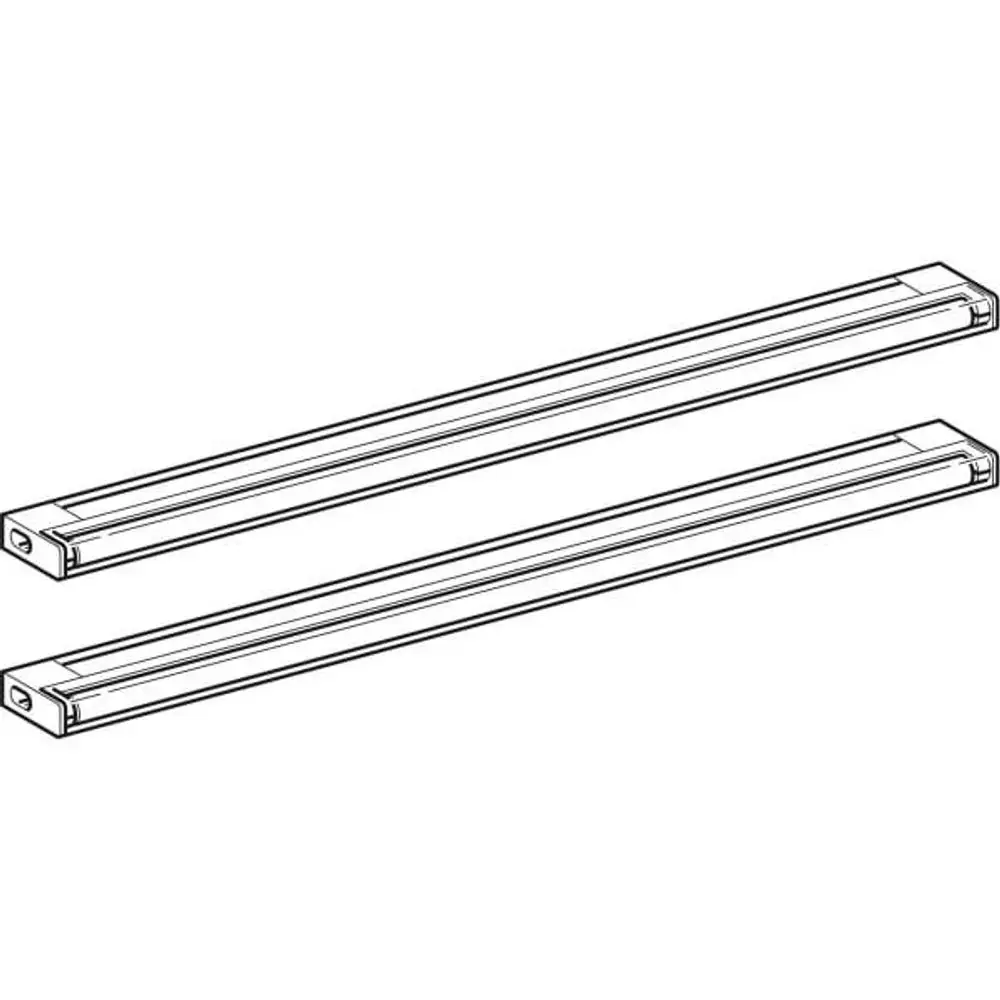 Geberit Leuchteneinheit für Spiegelschränke, bestehend aus zwei parallelen, schlanken Leuchten mit eckigen Enden.