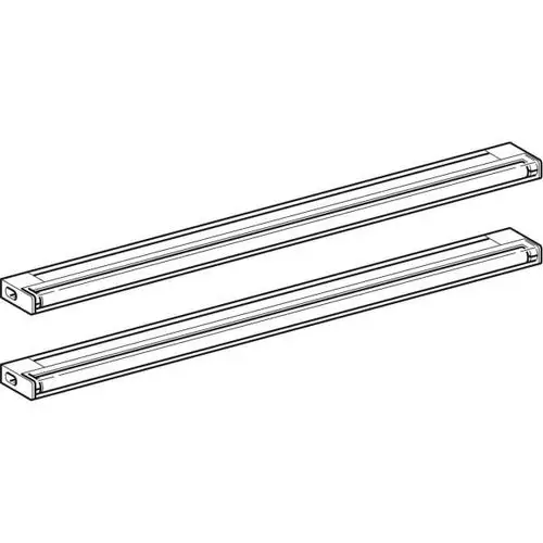 Geberit Leuchteneinheit für Spiegelschränke, bestehend aus zwei parallelen, schlanken Leuchten mit eckigen Enden.
