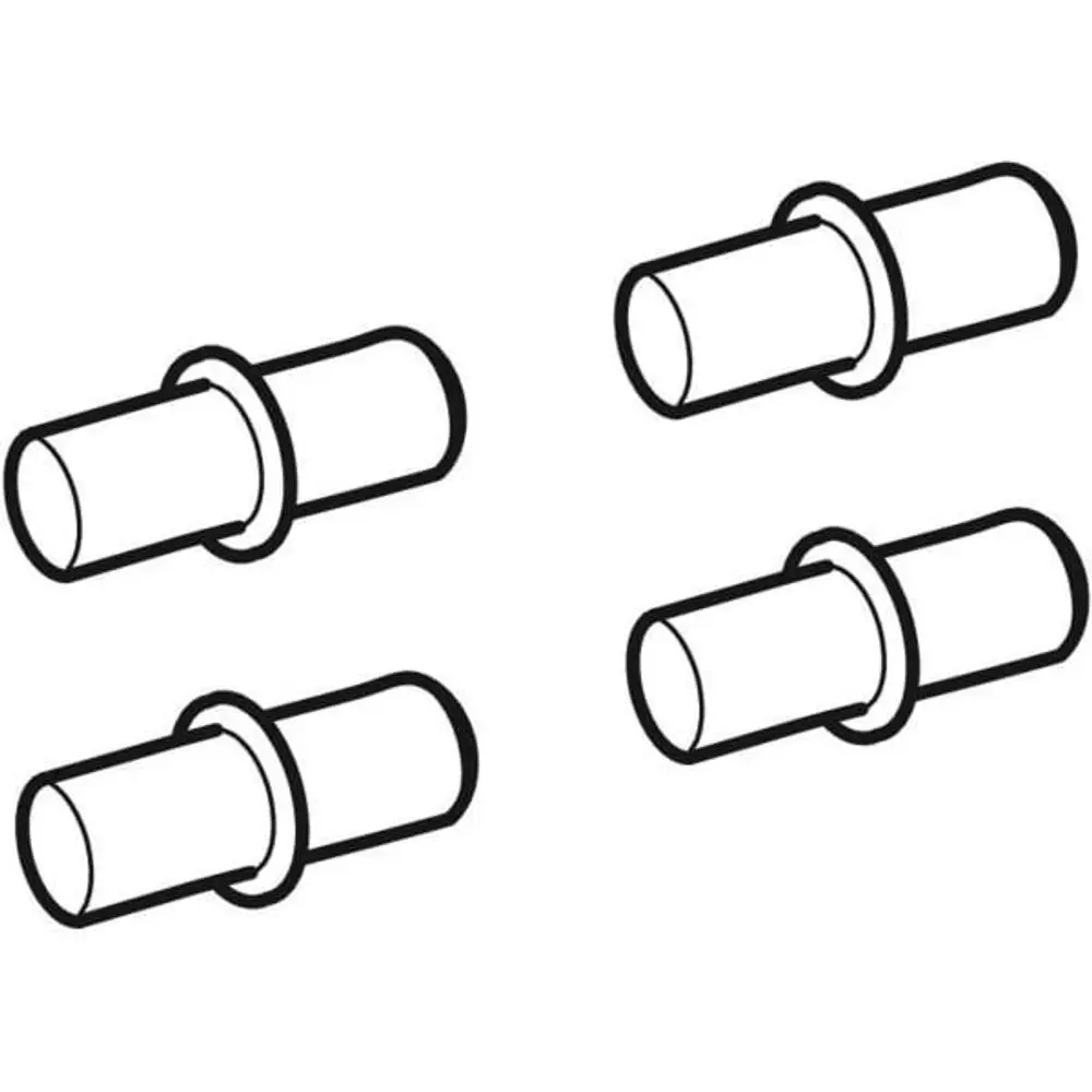 Vier Regalbolzen mit Ringen, passend für Hochschränke, displayed in einem schematischen Design. Geberit ist als Marke erkennbar.