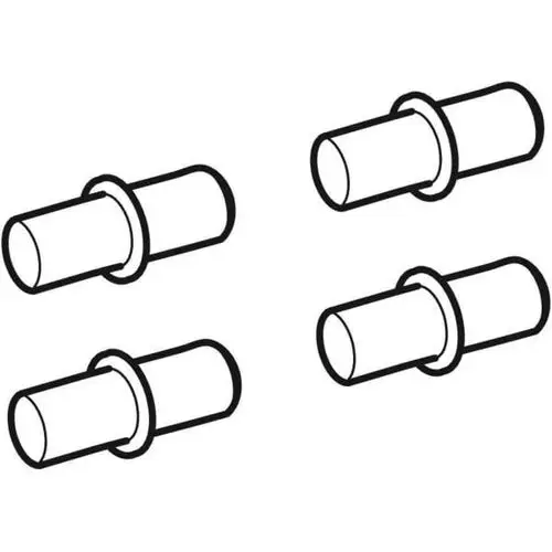 Vier Regalbolzen mit Ringen, passend für Hochschränke, displayed in einem schematischen Design. Geberit ist als Marke erkennbar.