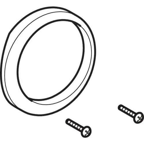 Geberit Produkt bestehend aus einem runden Griff und zwei Befestigungsschrauben, dargestellt in einer schematischen Zeichnung.