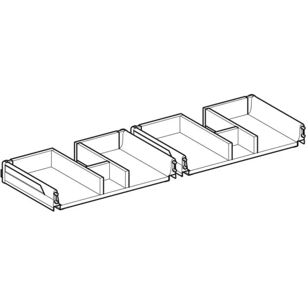 Geberit Schublade mit mehreren Fächern, geeignet für die iCon Serie, dargestellt in technischer Zeichnung.