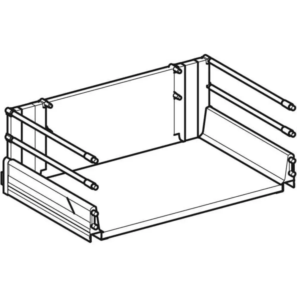 Geberit Schublade in offenem Design mit seitlichen Montageleisten, geeignet für den Einsatz in Badezimmermöbeln oder ähnlichen Anwendungen.