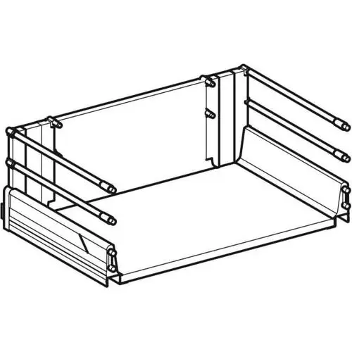 Geberit Schublade in offenem Design mit seitlichen Montageleisten, geeignet für den Einsatz in Badezimmermöbeln oder ähnlichen Anwendungen.