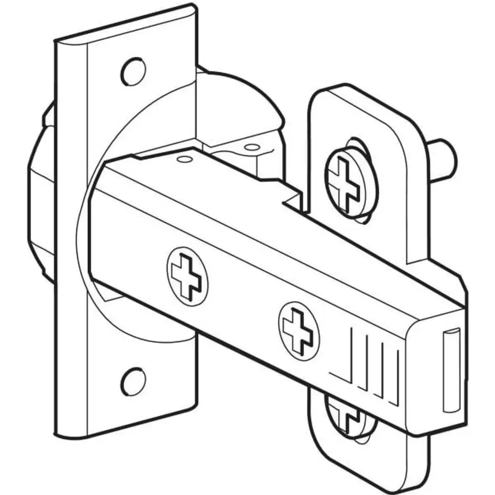 Geberit-Scharnier, das Teil eines Hockers ist, zeigt die Mechanik und Befestigungselemente, die das Anbringen an einem Grundelement ermöglichen.
