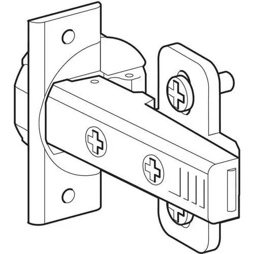 Geberit-Scharnier, das Teil eines Hockers ist, zeigt die Mechanik und Befestigungselemente, die das Anbringen an einem Grundelement ermöglichen.