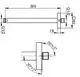 Keuco Brausearm mit eckigem Deckenanschluss, horizontal verlaufend, mit einem Durchmesser von G1/2, dargestellt in technischer Zeichnung mit Maßangaben.