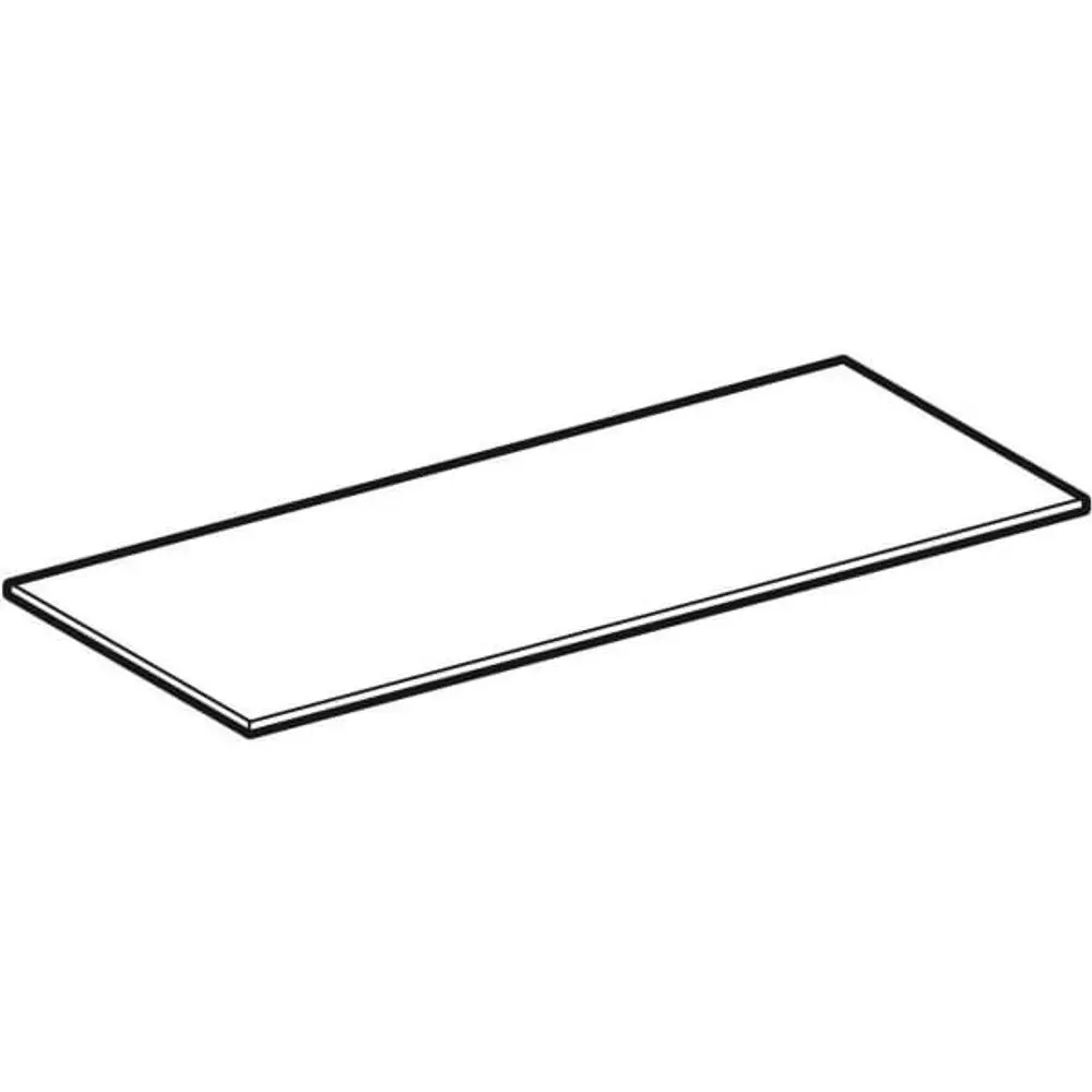 Gerader Einlegeboden aus Glas für Hochschränke, geeignet für die Kombination mit Geberit Produkten. Entwurf ohne sichtbare Halterungen oder Verzierungen.