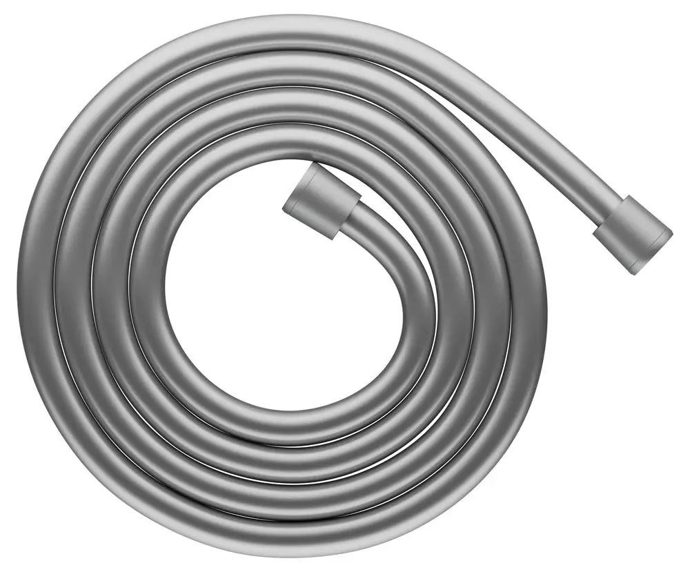 Keuco Brauseschlauch in Aluminium-Finish, gewunden und ohne sichtbare Verbindungselemente. Der Schlauch hat eine glatte Oberfläche und zeigt eine runde, flexible Form.